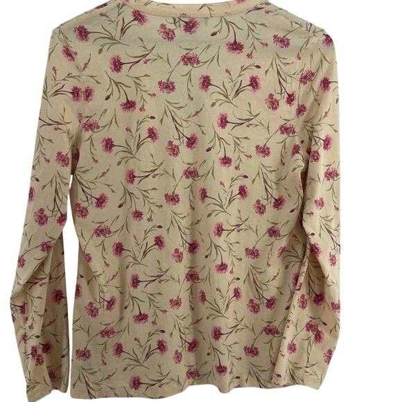 Chaps Ruffled T-Shirt Long Sleeve XL Peach Pink Floral Romantic Cottagecore Soft - Picture 2 of 4